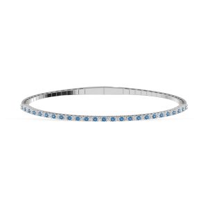 14K White Gold 1 Ct.Tw. Alternate Blue and White Lab Grown Diamond Flexi Bangle