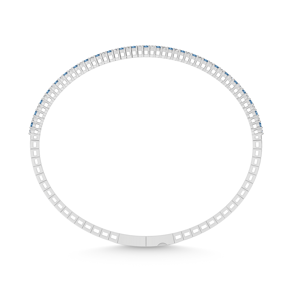 14K White Gold 1 Ct.Tw. Alternate Blue and White Lab Grown Diamond Flexi Bangle