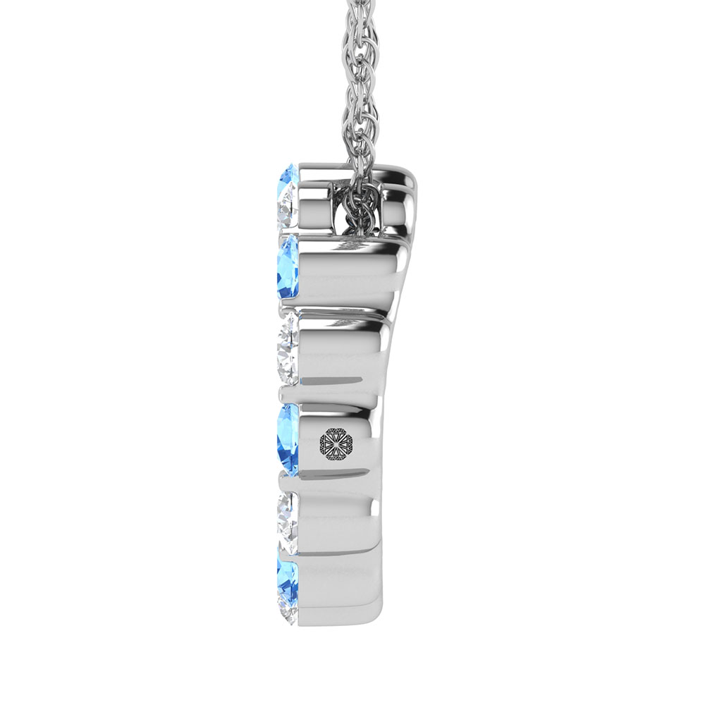 14K White Gold Alternate Blue and White Lab Grown Diamond 1 Ct.Tw.Circle Pendant