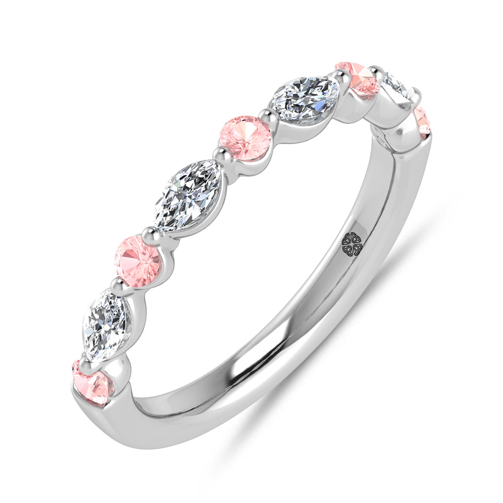 14K White Gold Alternate Pink and White Lab Grown Diamond 1/2 Ct.Tw. Stackable Band