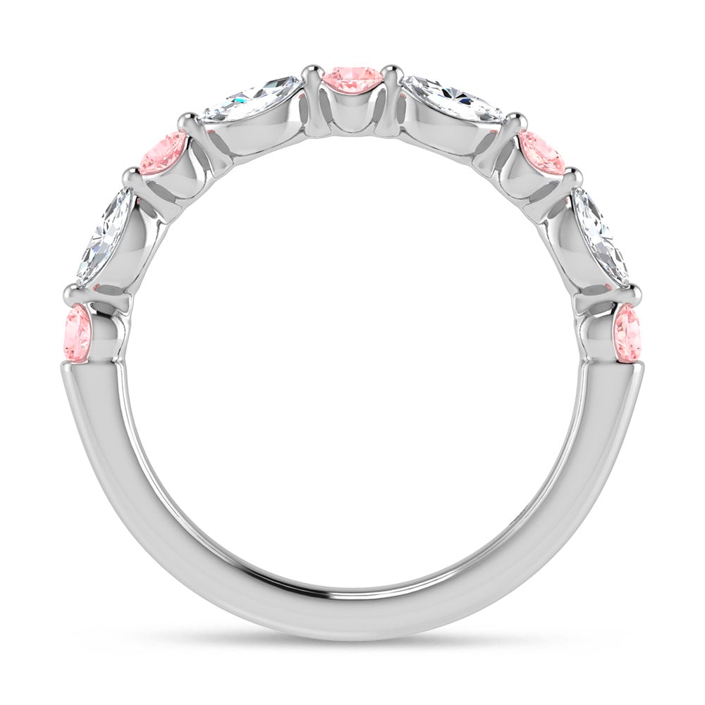 14K White Gold Alternate Pink and White Lab Grown Diamond 1/2 Ct.Tw. Stackable Band