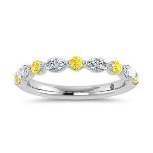 14K White Gold Alternate Lab Grown Yellow and White Diamond 1/2 Ct.Tw. Stackable Band