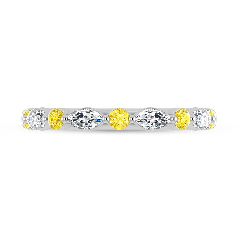 14K White Gold Alternate Lab Grown Yellow and White Diamond 1/2 Ct.Tw. Stackable Band