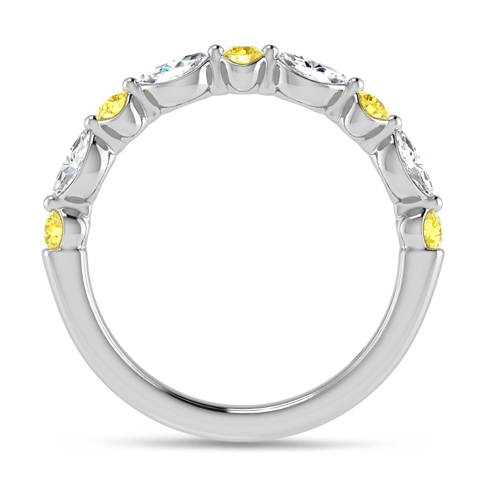 14K White Gold Alternate Lab Grown Yellow and White Diamond 1/2 Ct.Tw. Stackable Band