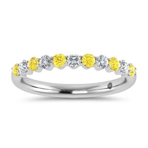 14K White Gold Alternate Lab Grown Yellow and White Diamond 1/2 Ct.Tw. Stackable Band