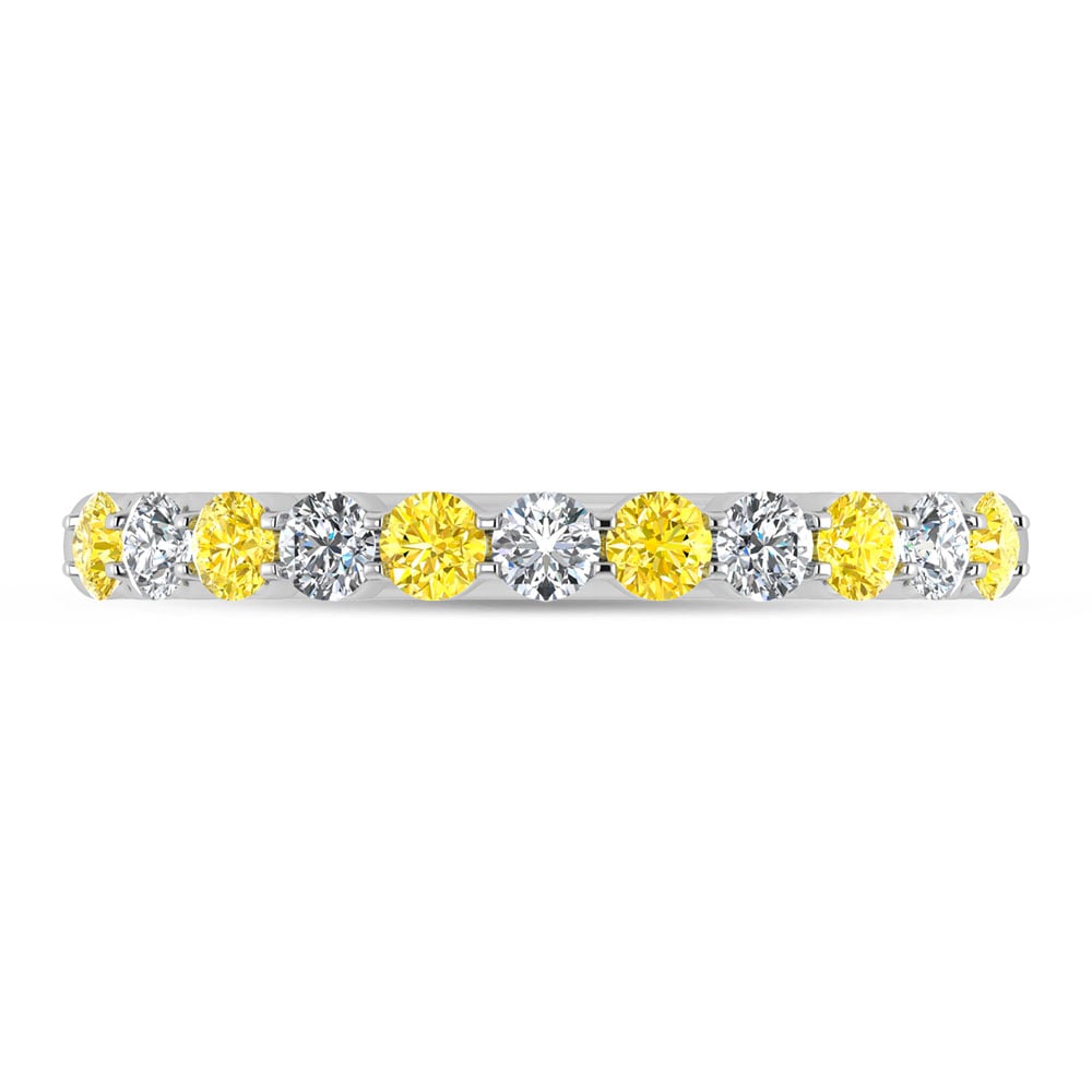 14K White Gold Alternate Lab Grown Yellow and White Diamond 1/2 Ct.Tw. Stackable Band