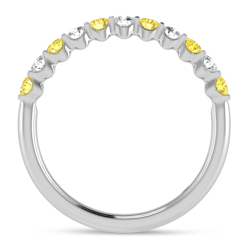14K White Gold Alternate Lab Grown Yellow and White Diamond 1/2 Ct.Tw. Stackable Band
