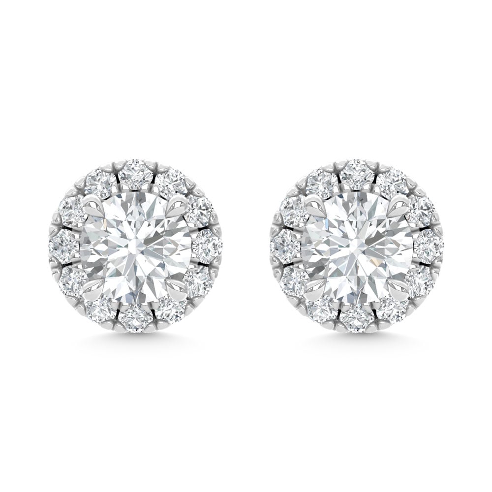 14K White Gold Diamond 5/8 Ct.Tw. Halo Stud Earrings ( Center 0.25ct)
