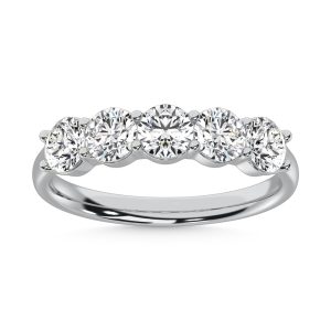 14K White Gold Lab Grown Diamond 1 1/2 Ct.Tw. 5 Stone Ladies Band