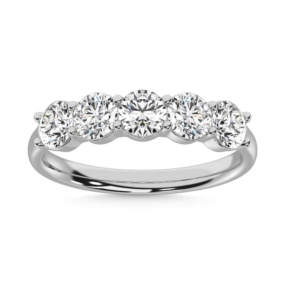 14K White Gold Lab Grown Diamond 1 1/2 Ct.Tw. 5 Stone Ladies Band