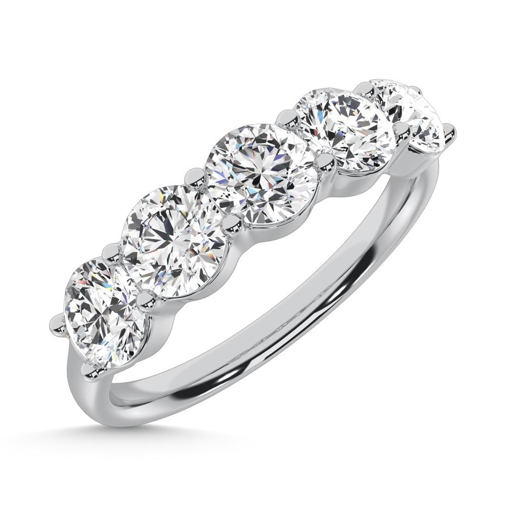 14K White Gold Lab Grown Diamond 1 1/2 Ct.Tw. 5 Stone Ladies Band