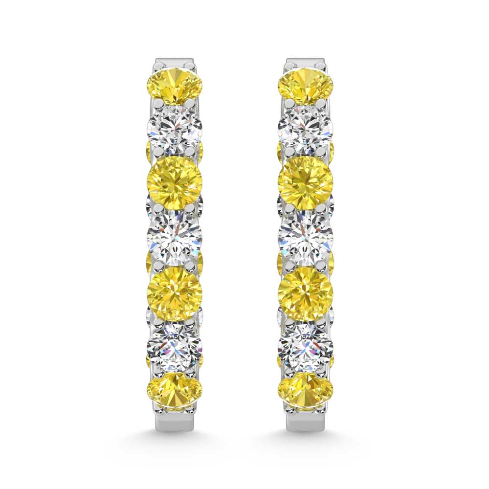14K White Gold 4 Ct.Tw. Alternate White and Yellow Lab Grown Diamond Hoop Earrings