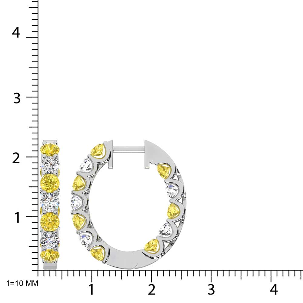 14K White Gold 4 Ct.Tw. Alternate White and Yellow Lab Grown Diamond Hoop Earrings