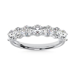 14K White Gold  Round Shape 1 1/2 Ct.Tw. 7 Stone Lab Grown Diamond Band