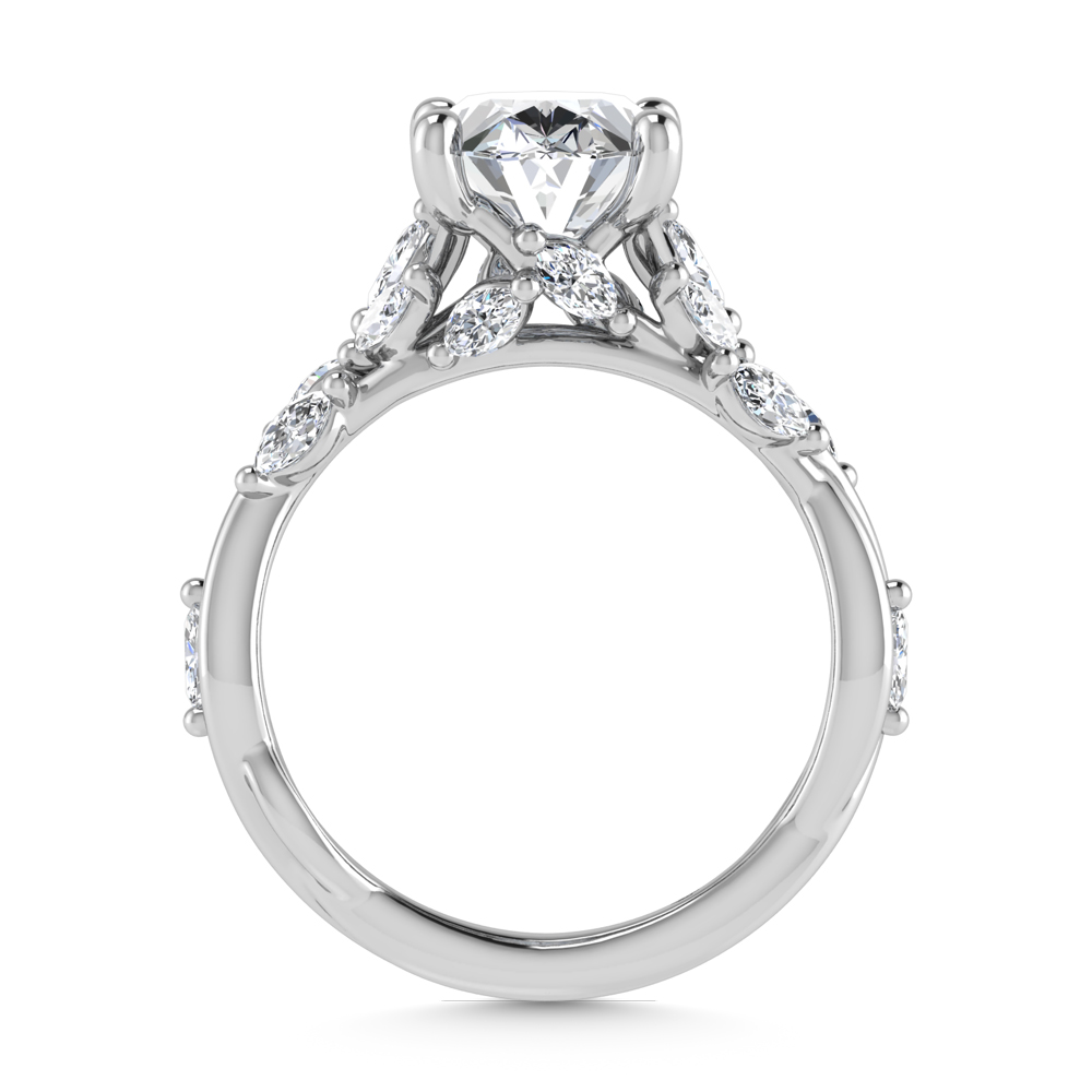 14K White Gold Lab Grown Diamond 3 1/2 Ct.Tw. Marquise and Oval Engagement Ring (IGI Certified Center 3ct)
