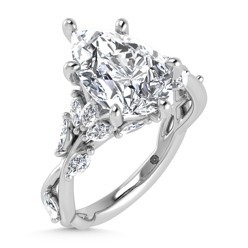 14K White Gold Lab Grown Diamond 3 1/2 Ct.Tw. Marquise and Pear Engagement Ring (IGI Certified Center 3ct)
