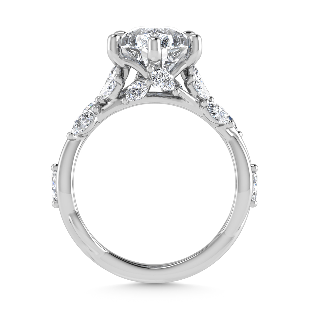 14K White Gold Lab Grown Diamond 3 1/2 Ct.Tw. Marquise and Pear Engagement Ring (IGI Certified Center 3ct)