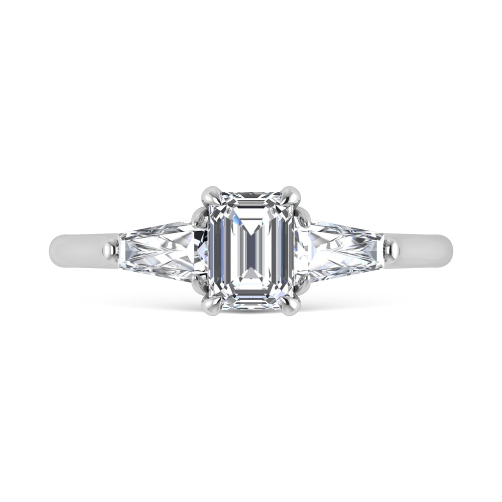 14K White Gold Lab Grown Diamond 1 1/4 Ct.Tw. Three Stone Ring (Center 3/4 ct)