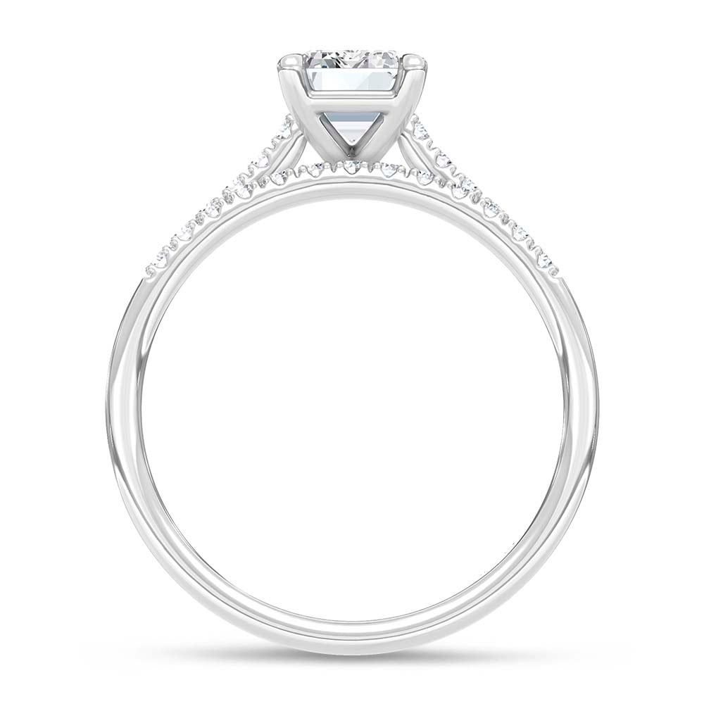 10K White Gold Lab Grown Diamond 1 1/4 Ct.Tw. Emerald Shape Bridal Ring (Center 1 Ctw)