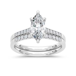 10K White Gold Lab Grown Diamond 1 1/4 Ct.Tw. Marquise Shape Bridal Ring (Center 1 Ctw)