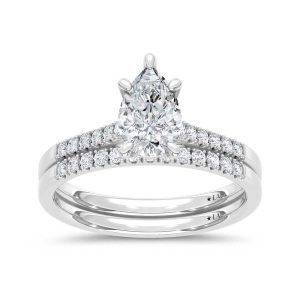 10K White Gold Lab Grown Diamond 1 1/4 Ct.Tw. Pear Shape Bridal Ring (Center 1 Ctw)