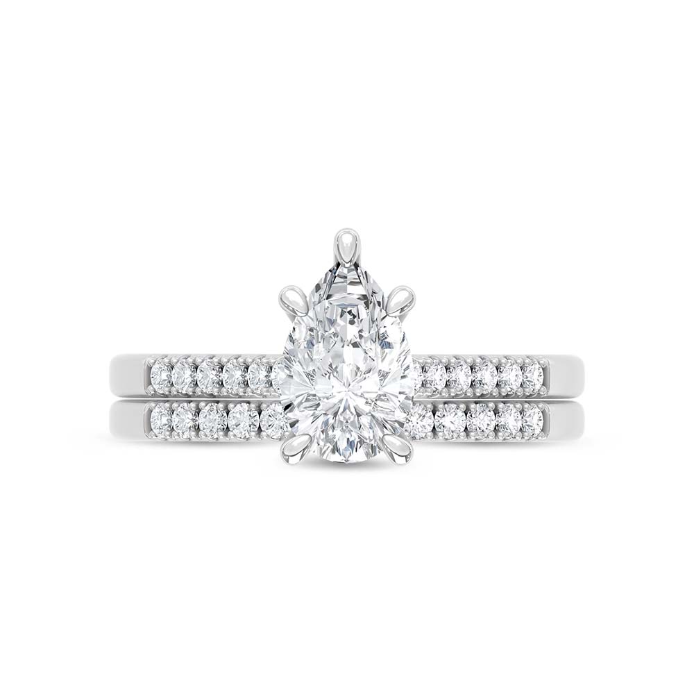 10K White Gold Lab Grown Diamond 1 1/4 Ct.Tw. Pear Shape Bridal Ring (Center 1 Ctw)