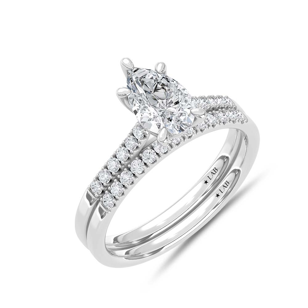 10K White Gold Lab Grown Diamond 1 1/4 Ct.Tw. Pear Shape Bridal Ring (Center 1 Ctw)