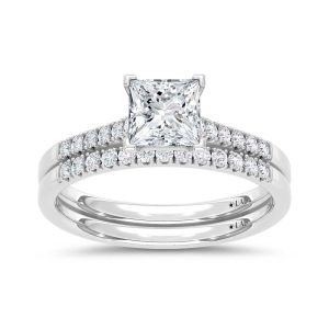 10K White Gold Lab Grown Diamond 1 1/4 Ct.Tw. Princess Shape Bridal Ring (Center 1 Ctw)