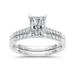 10K White Gold Lab Grown Diamond 1 1/4 Ct.Tw. Radiant Shape Bridal Ring (Center 1 Ctw)