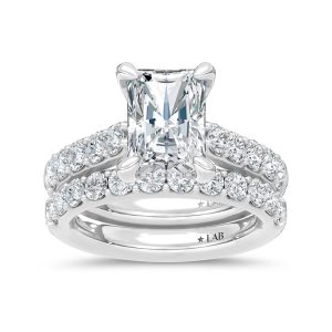 14K White Gold Lab Grown Diamond 5 Ct.Tw. Radiant Shape Bridal Ring (Center 3 Ctw)