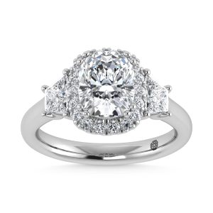 14K White Gold Lab Grown Diamond 3 Ct.Tw. Engagement Ring (IGI Certified Center 2ct)