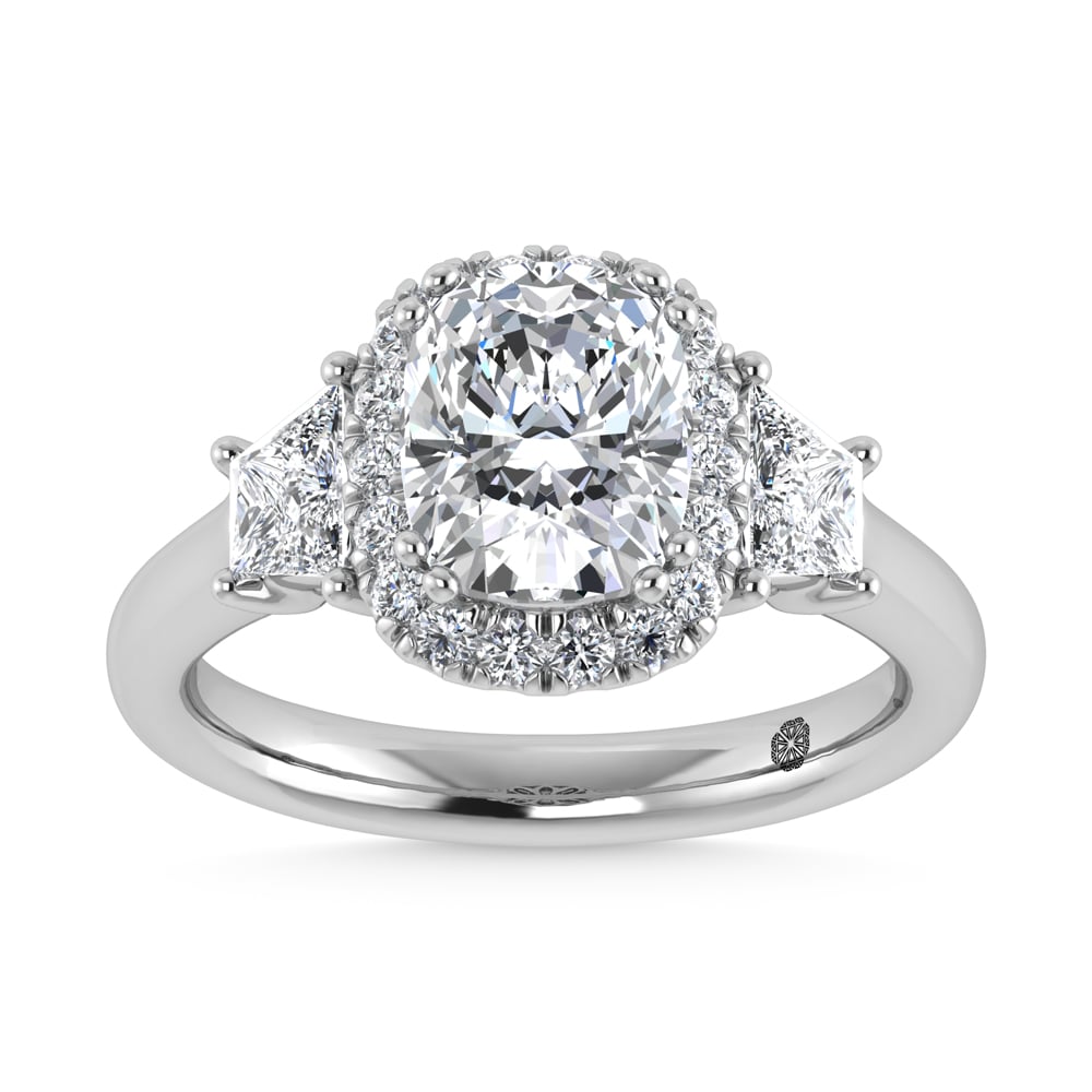 14K White Gold Lab Grown Diamond 3 Ct.Tw. Engagement Ring (IGI Certified Center 2ct)