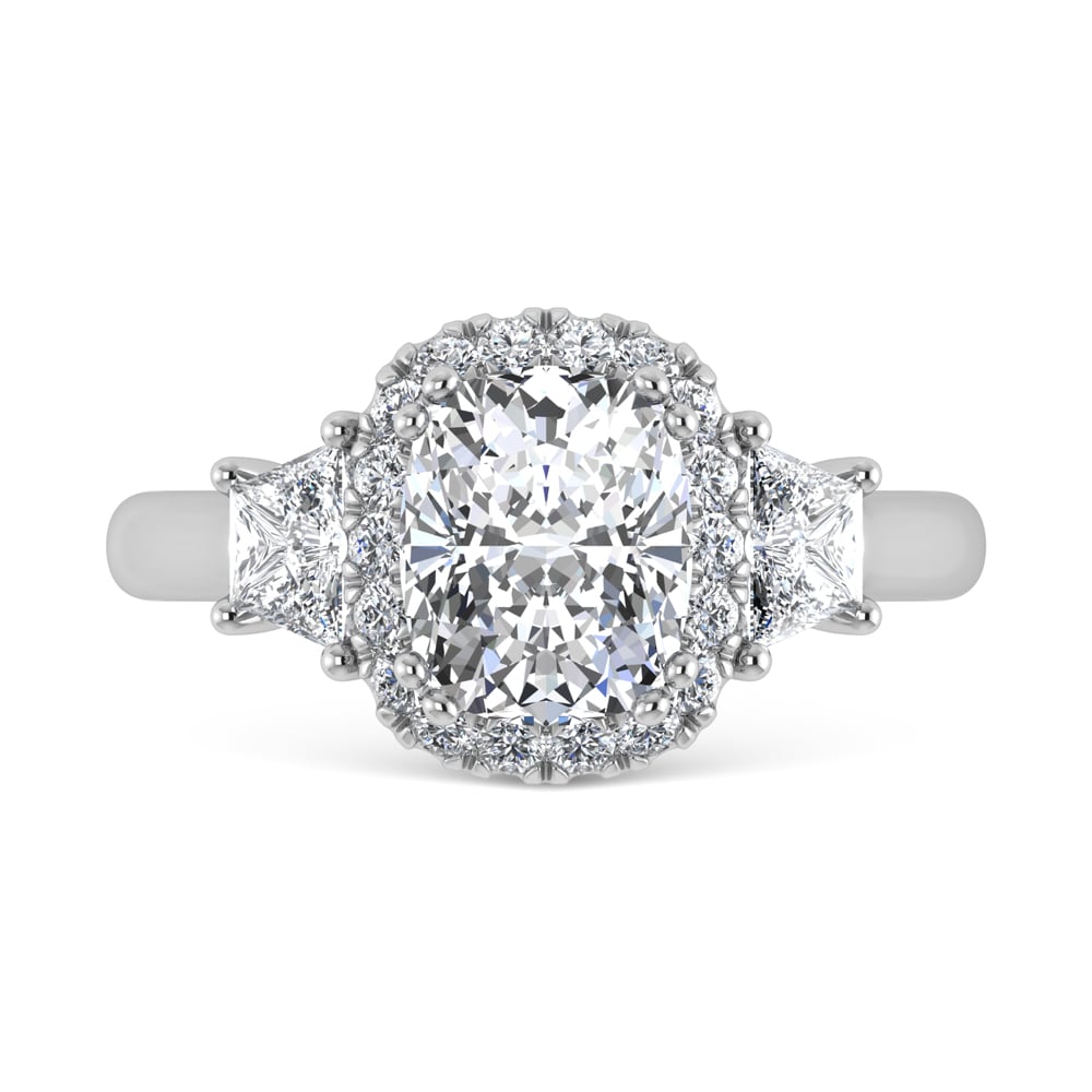 14K White Gold Lab Grown Diamond 3 Ct.Tw. Engagement Ring (IGI Certified Center 2ct)