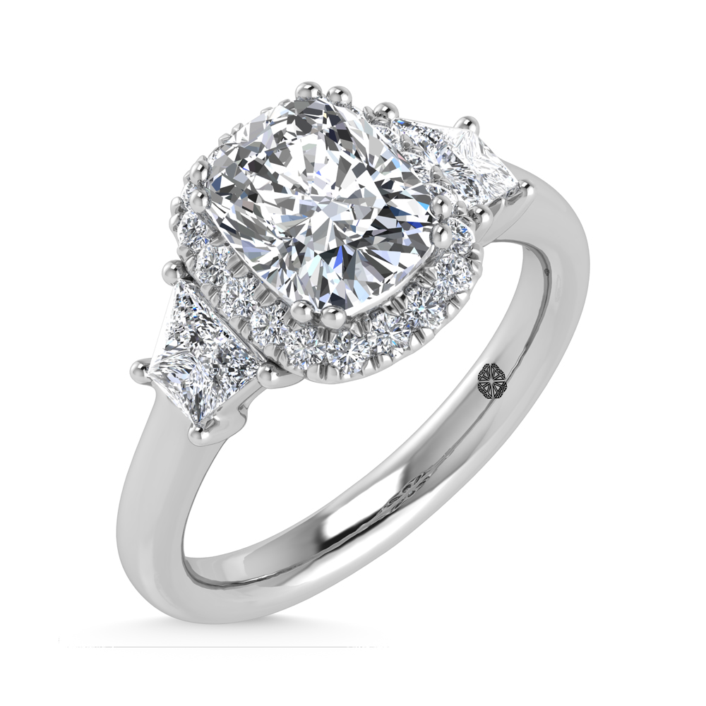14K White Gold Lab Grown Diamond 3 Ct.Tw. Engagement Ring (IGI Certified Center 2ct)