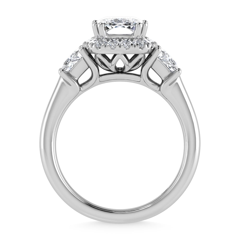 14K White Gold Lab Grown Diamond 3 Ct.Tw. Engagement Ring (IGI Certified Center 2ct)