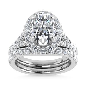 14K White Gold 4 7/8 Ct.Tw. Lab Grown Diamond Bridal Ring (IGI Certified Center 3ct)