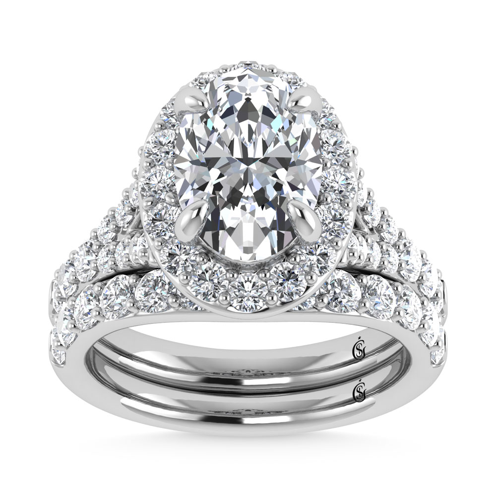 14K White Gold 4 7/8 Ct.Tw. Lab Grown Diamond Bridal Ring (IGI Certified Center 3ct)