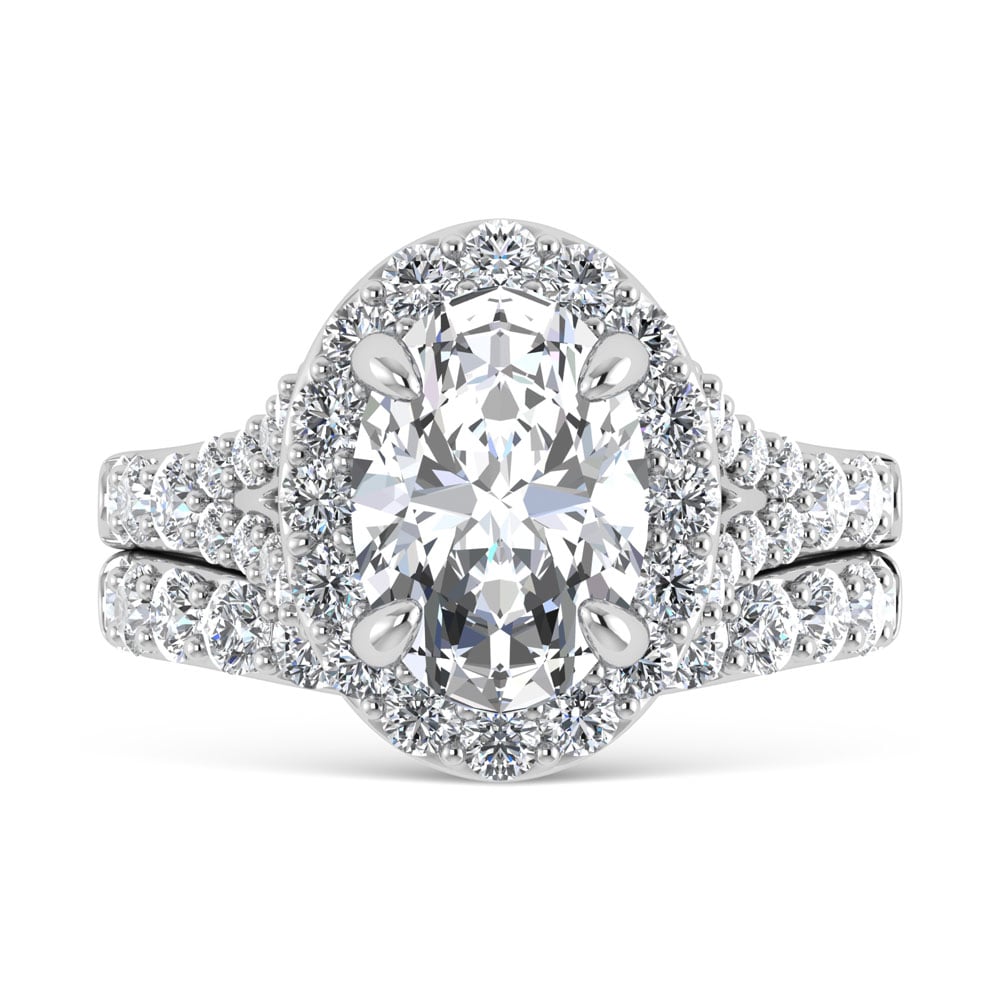 14K White Gold 4 7/8 Ct.Tw. Lab Grown Diamond Bridal Ring (IGI Certified Center 3ct)