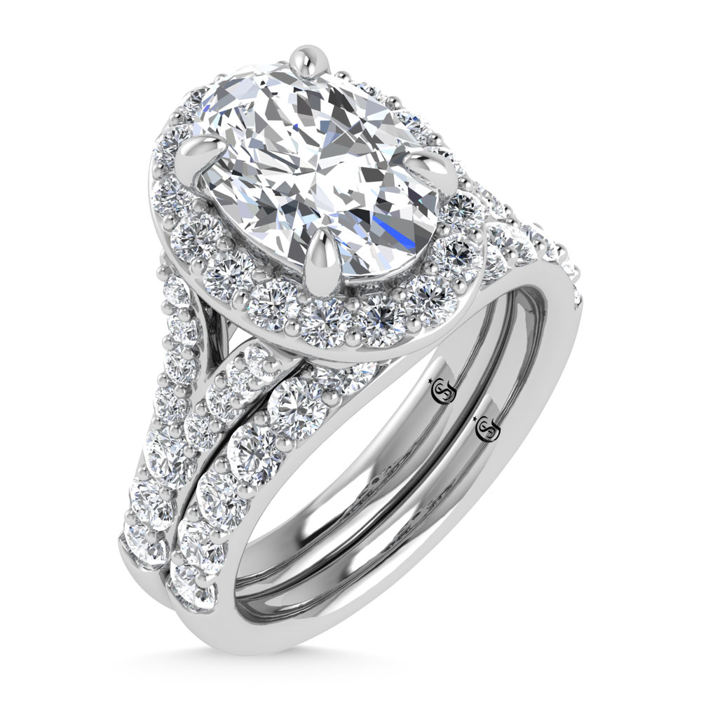 14K White Gold 4 7/8 Ct.Tw. Lab Grown Diamond Bridal Ring (IGI Certified Center 3ct)