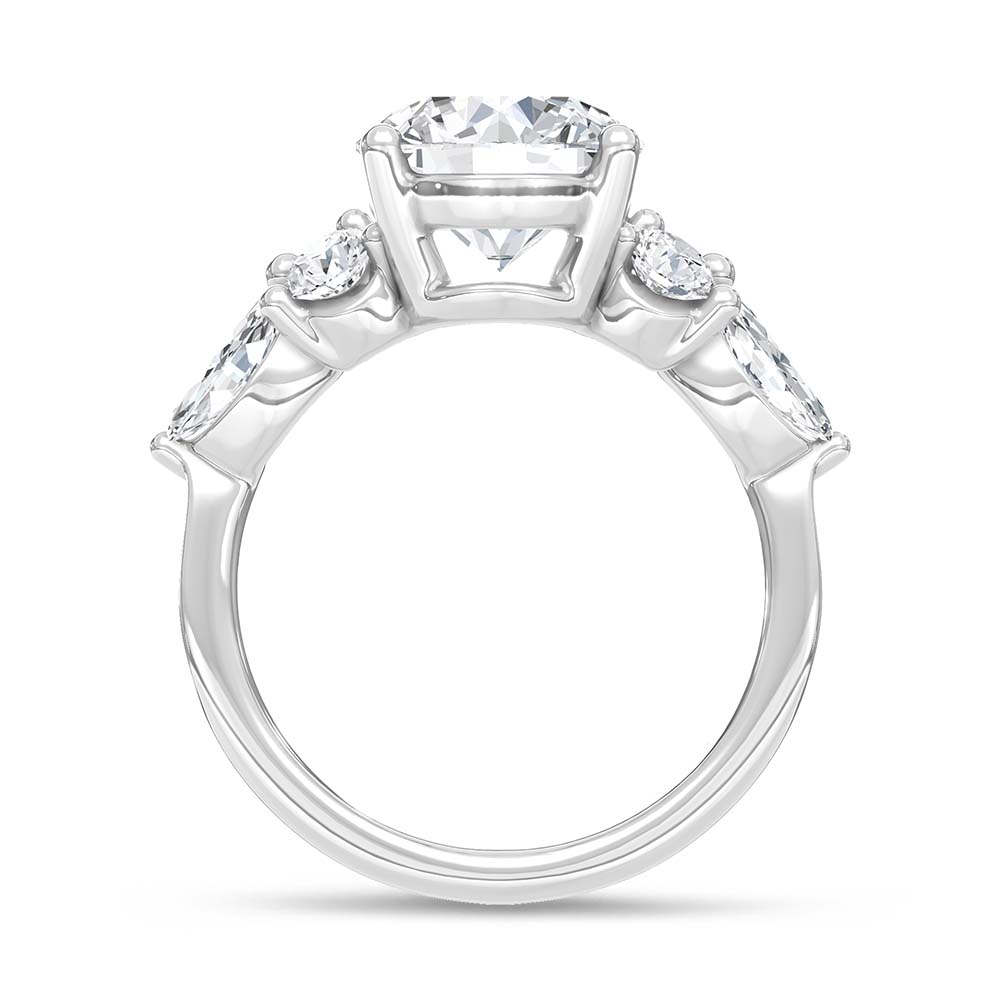 14K White Gold Lab Grown Diamond 5 Ct.T. Oval Shape Enagagement Ring (IGI Certified Center 4ct Oval)