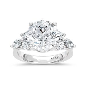 14K White Gold Lab Grown Diamond 5 Ct.Tw. Round Shape Engagement Ring