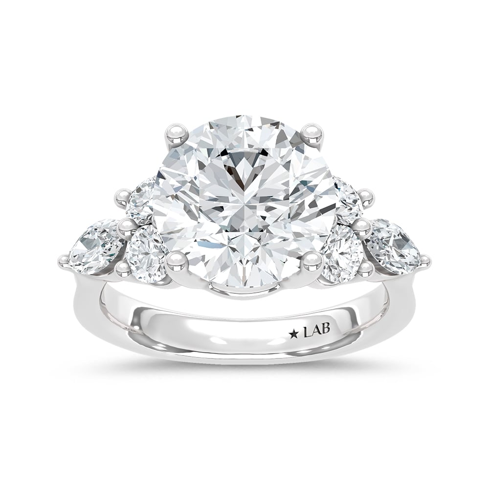 14K White Gold Lab Grown Diamond 5 Ct.Tw. Round Shape Engagement Ring