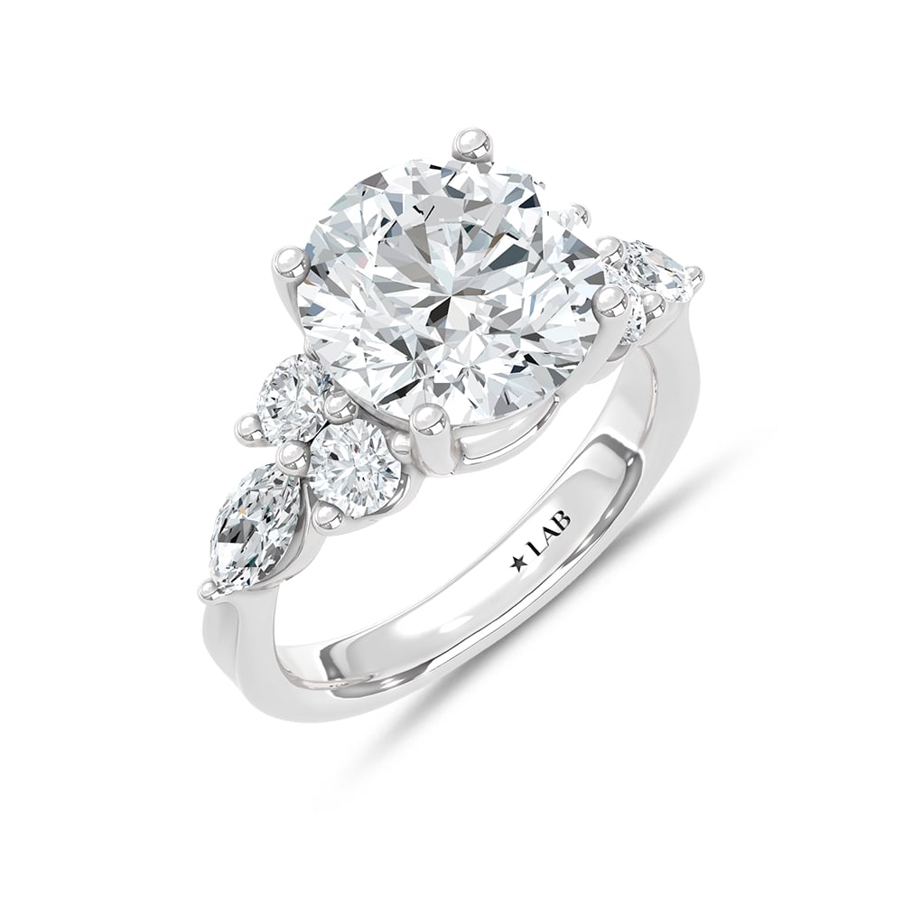 14K White Gold Lab Grown Diamond 5 Ct.Tw. Round Shape Engagement Ring