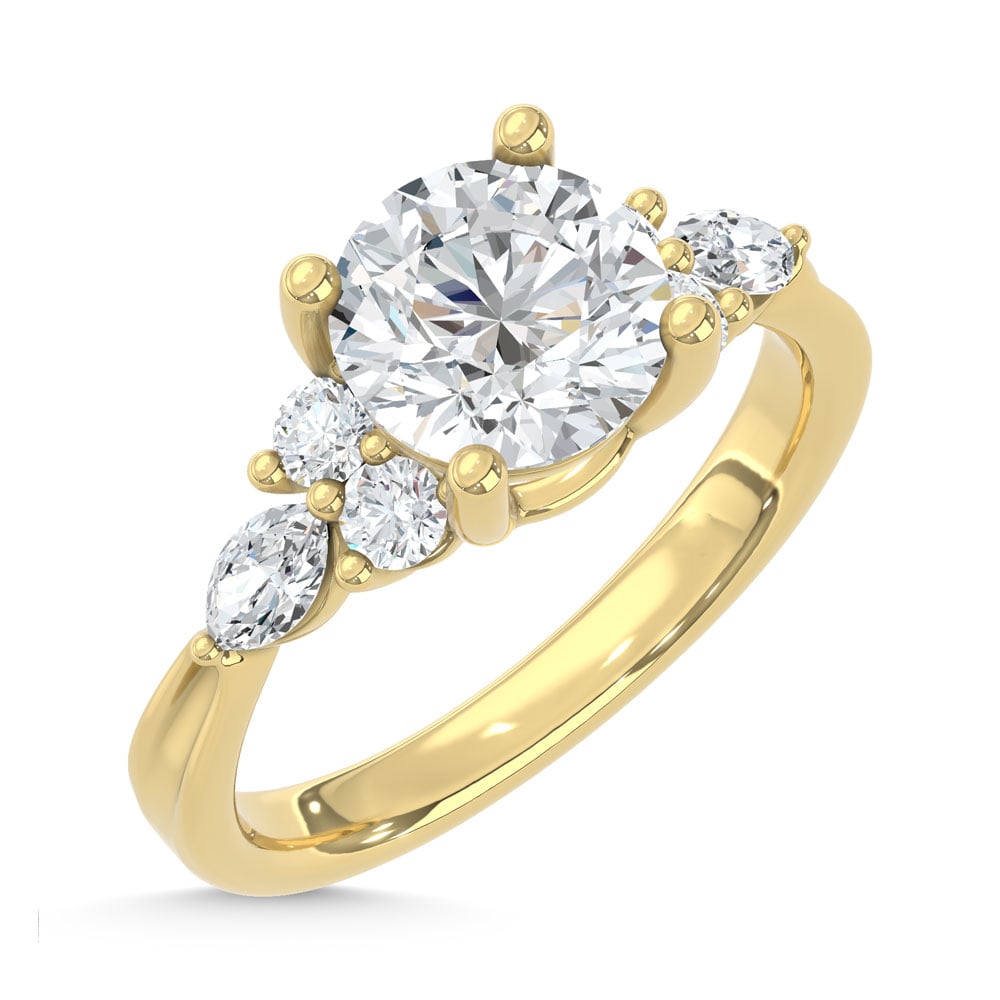 14K Yellow Gold Lab Grown Diamond 2 1/2 Ct.T. Enagagement Ring (IGI Certified Center 2ct)