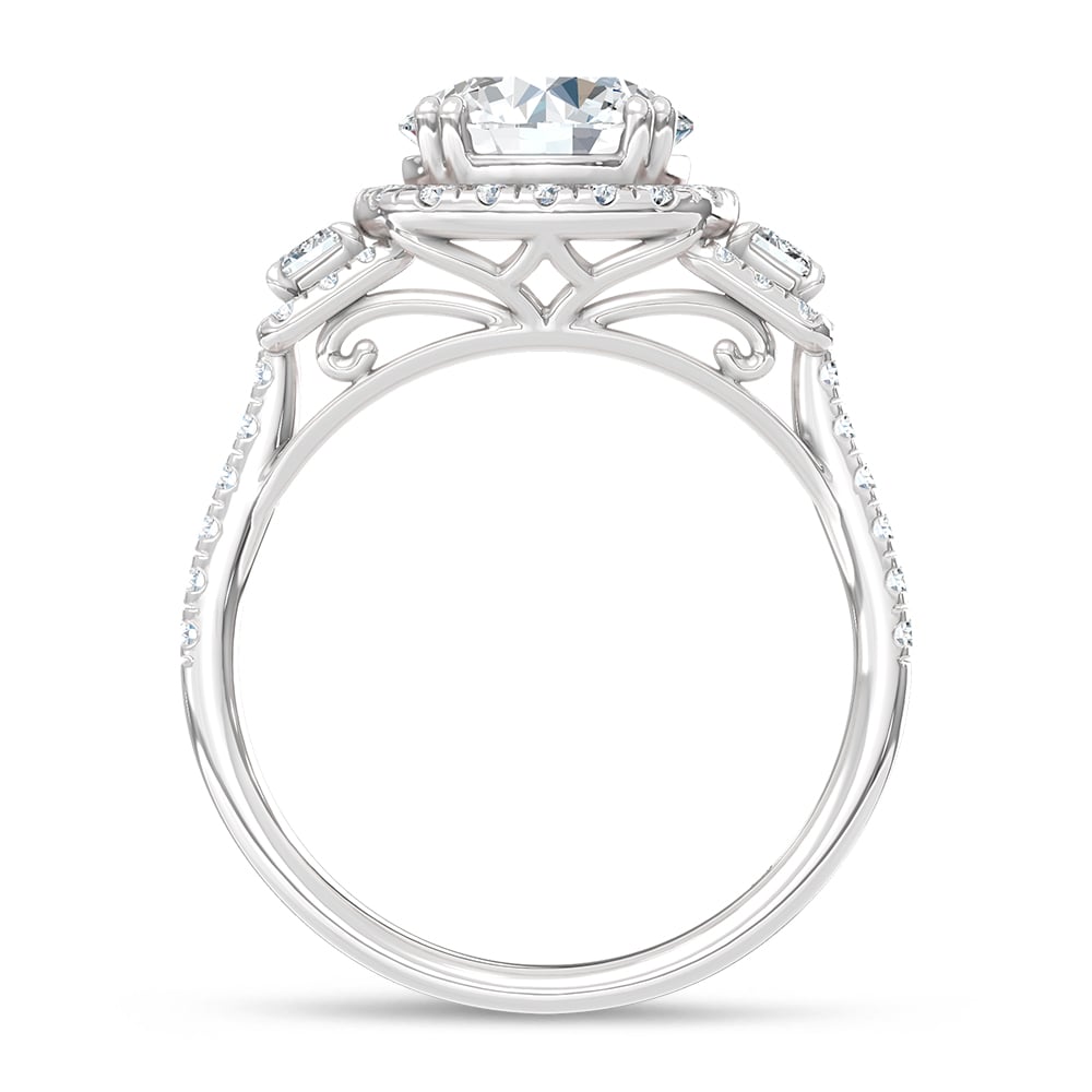 14K White Gold 2 3/4 Ct.Tw. Round Center Lab Grown Diamond Engagement Ring (IGI Certified Center 2ct)