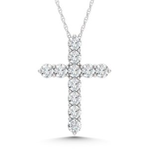 14K White Gold Lab Grown Diamond 3 Ct.Tw. Cross Pendant