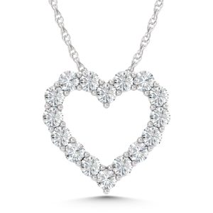 14K White Gold Lab Grown Diamond 2 Ct.Tw. Heart Pendant