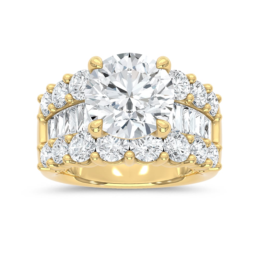 14K Yellow Gold Lab Grown Diamond 8 3/4 Ct.Tw. Engagement Ring (IGI Certified Center 5ct)
