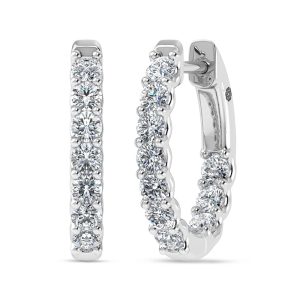 925 Silver Lab Grown Diamond 1 Ct.Tw. Hoop Earrings