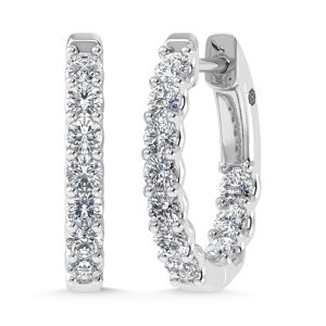 10K White Gold 1 Ct.Tw. Lab Grown Diamond In and Our Hoop Earrings